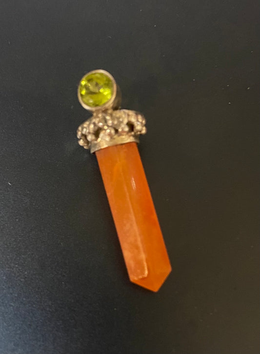 Pendant Carnelian & Peridot Point 25mm