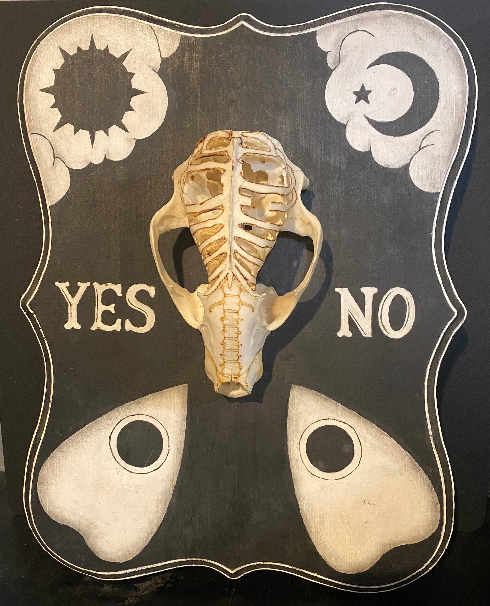 Plaque Spirit Board Raccoon Skull Art