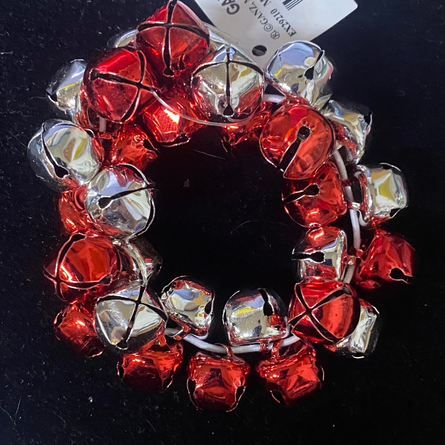 Bracelet Jingle Bells Stretchy silver and red