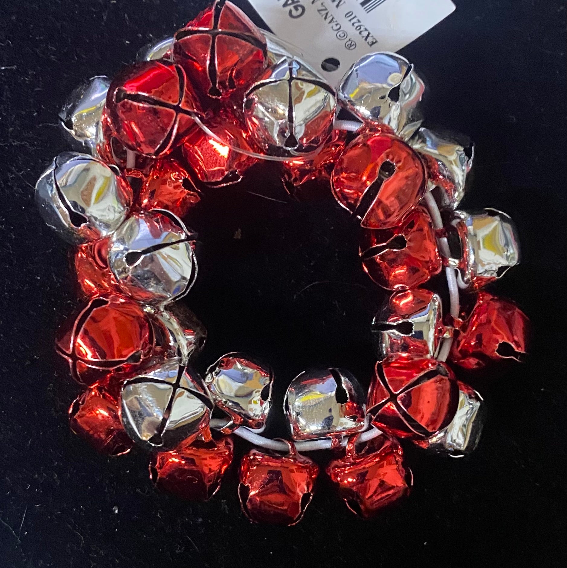 Bracelet Jingle Bells Stretchy silver and red