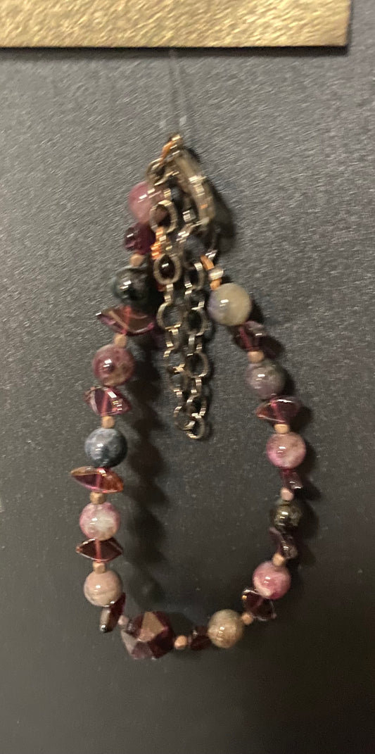 Bracelet garnet tourmaline
