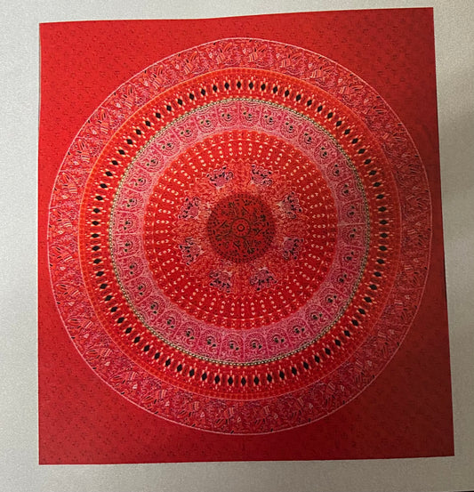 Tapestry Mandala Parrot Elephant Red
