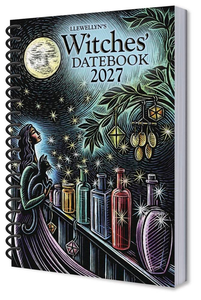 Witches' Datebook 2027 with a witch and potion design on the cover