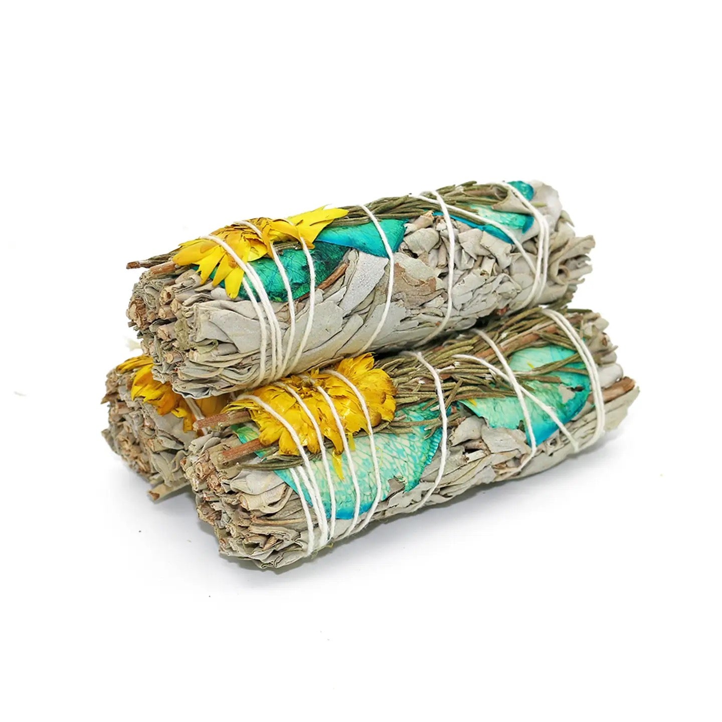 Smudge White Sage Floral Sweet Success blue yellow stack