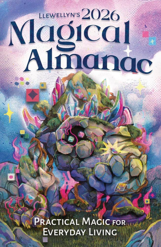 Cover of Llewellyn's 2026 Magical Almanac with a colorful design and text.
