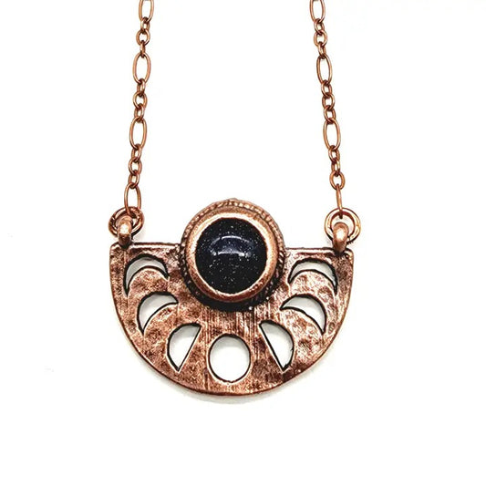 Necklace Moon Phase Blue Goldstone