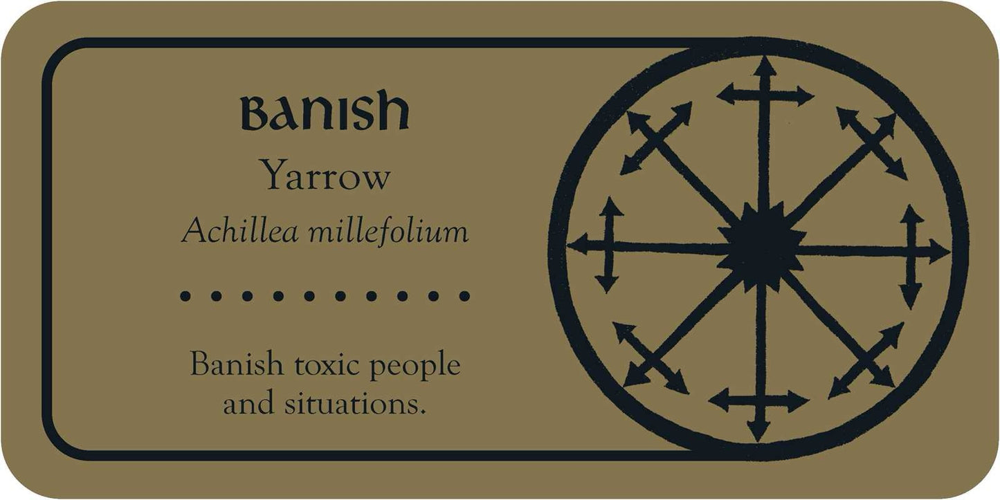 Card with 'Banish' symbol and text on a beige background