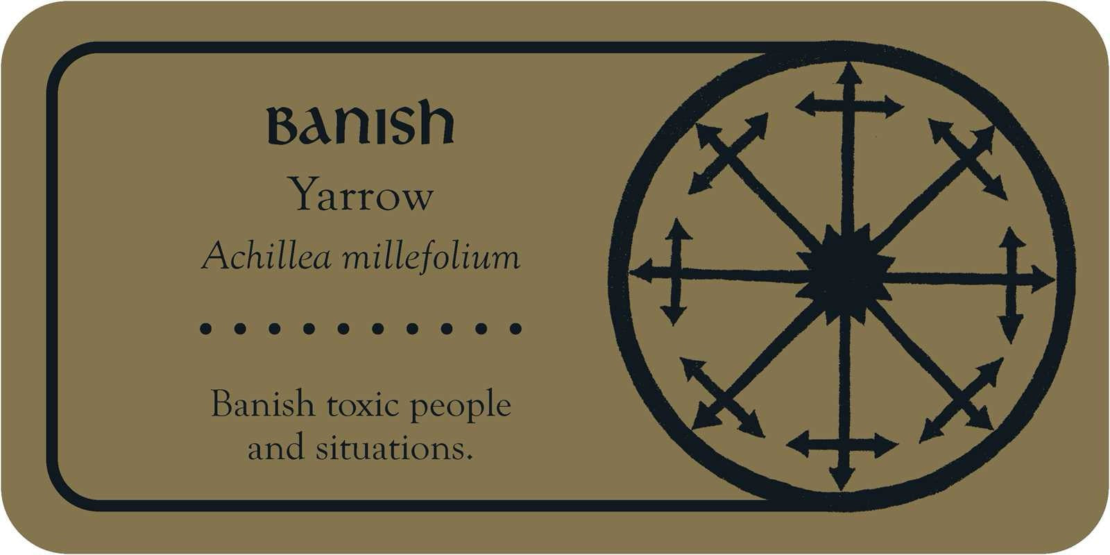 Card with 'Banish' symbol and text on a beige background