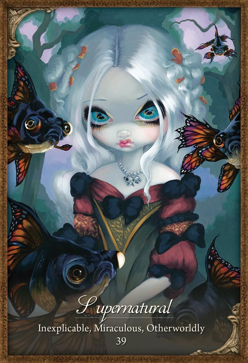 Artistic illustration of a character with white hair and blue eyes, surrounded by butterflies and fish, with text 'Supernatural' at the bottom.