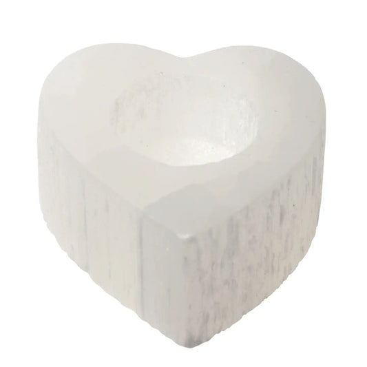 Candle Holder Selenite Heart