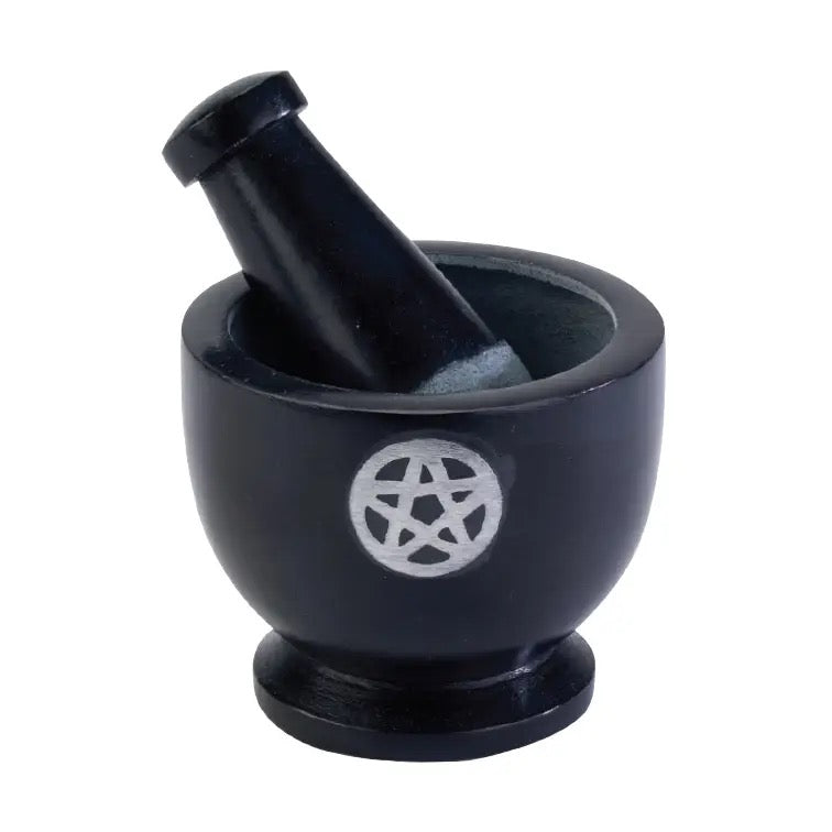 Mortar & Pestle Black Pentacle 3 inches