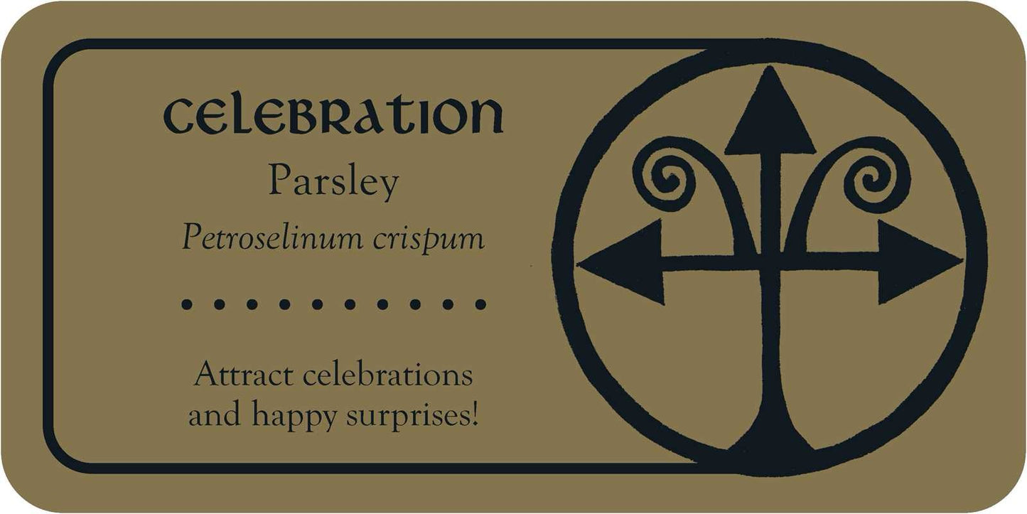 Label for parsley with decorative design and text on a beige background