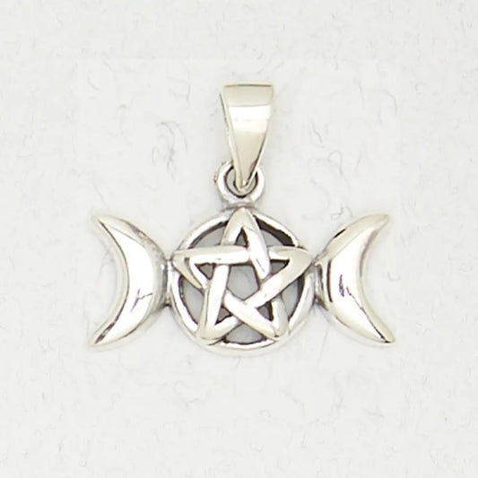 Pendant Triple Moon with Pentacle SS