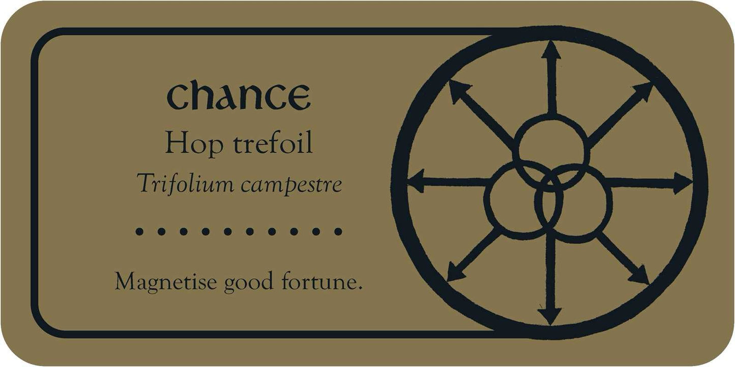 Label with hop trefoil design and text on a beige background