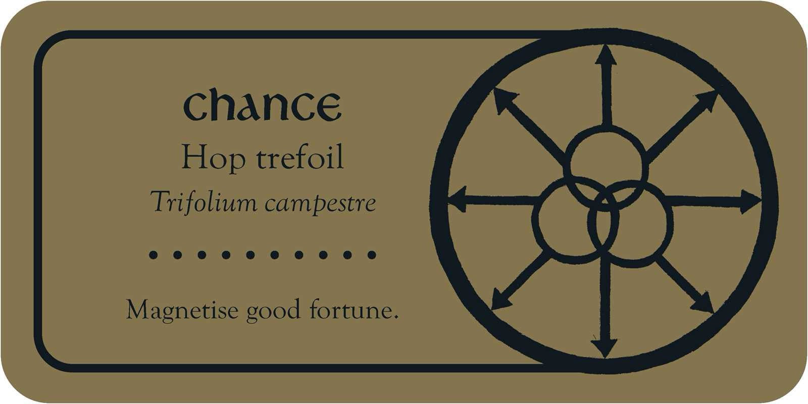 Label with hop trefoil design and text on a beige background