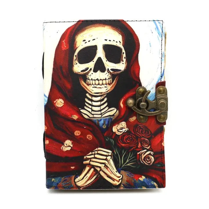 Leather Journal 5 x 7 inch Santa muerte on white background