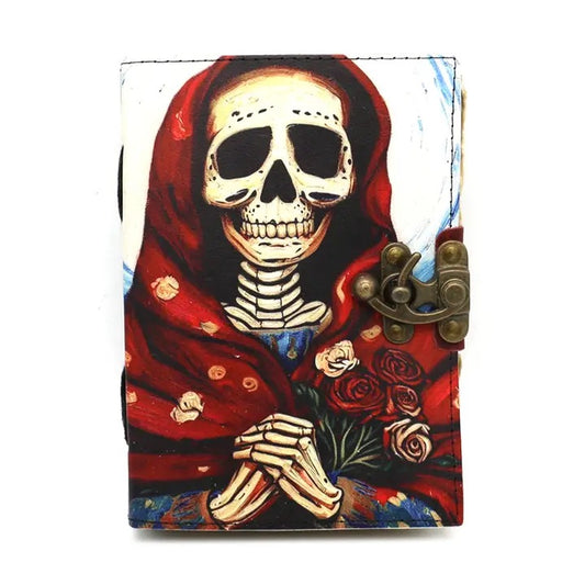 Leather Journal 5 x 7 inch Santa muerte on white background