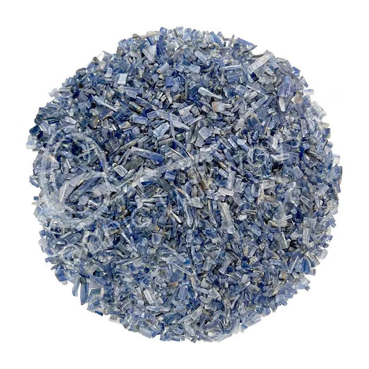 Blue kyanite on a white background