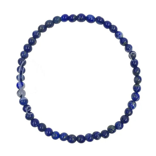 Blue beaded bracelet on a white background