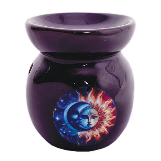 Purple Aroma Burner Ceramic Sun & Moon