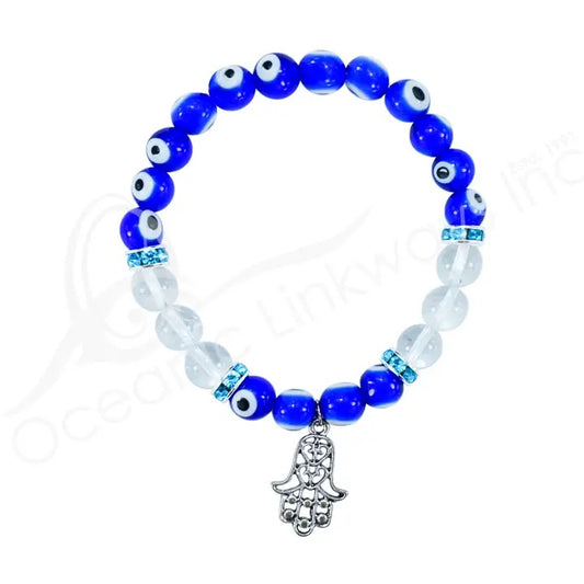 Bracelet Evil Eye Hamsa with Quartz Dangle