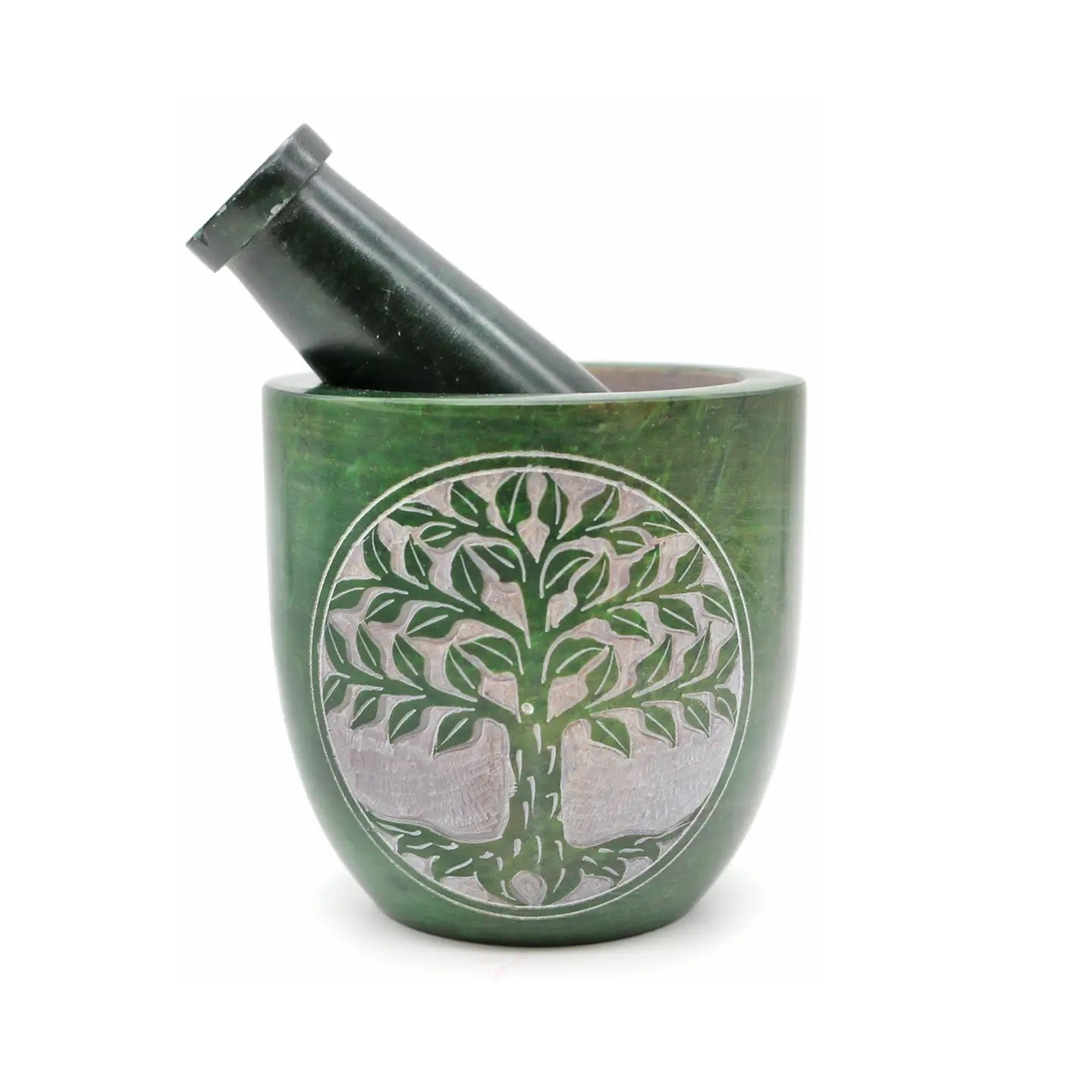 Mortar & Pestle Tree of Life Green