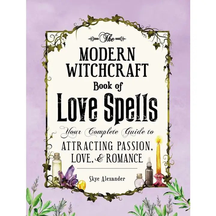 Modern Witchcraft Book of Love Spells book cover on purple background