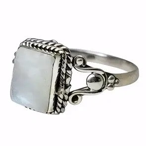 Ring Moonstone Rectangle Filigree on a white background