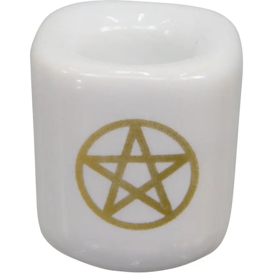 Candle Holder Chime White Gold Pent