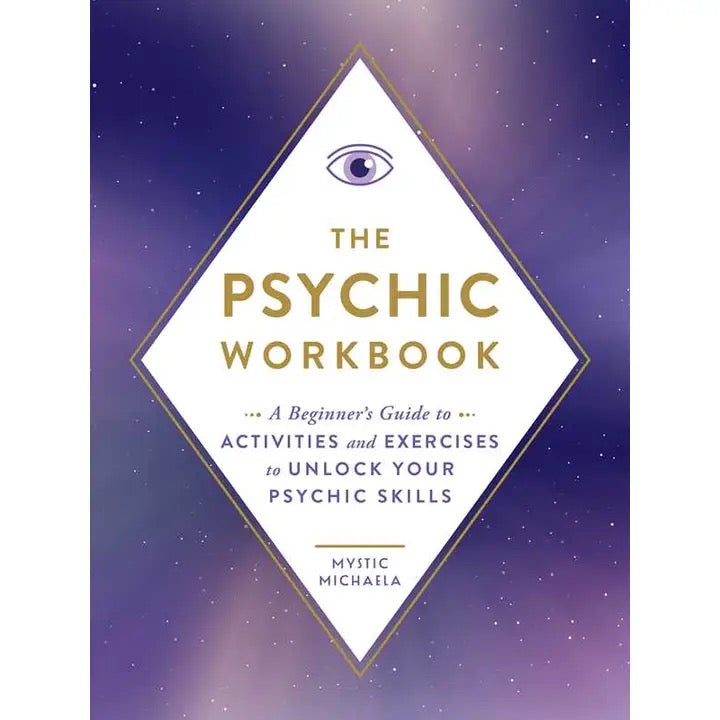 Psychic Workbook book cover Dimond shape with an eye on a night sky background