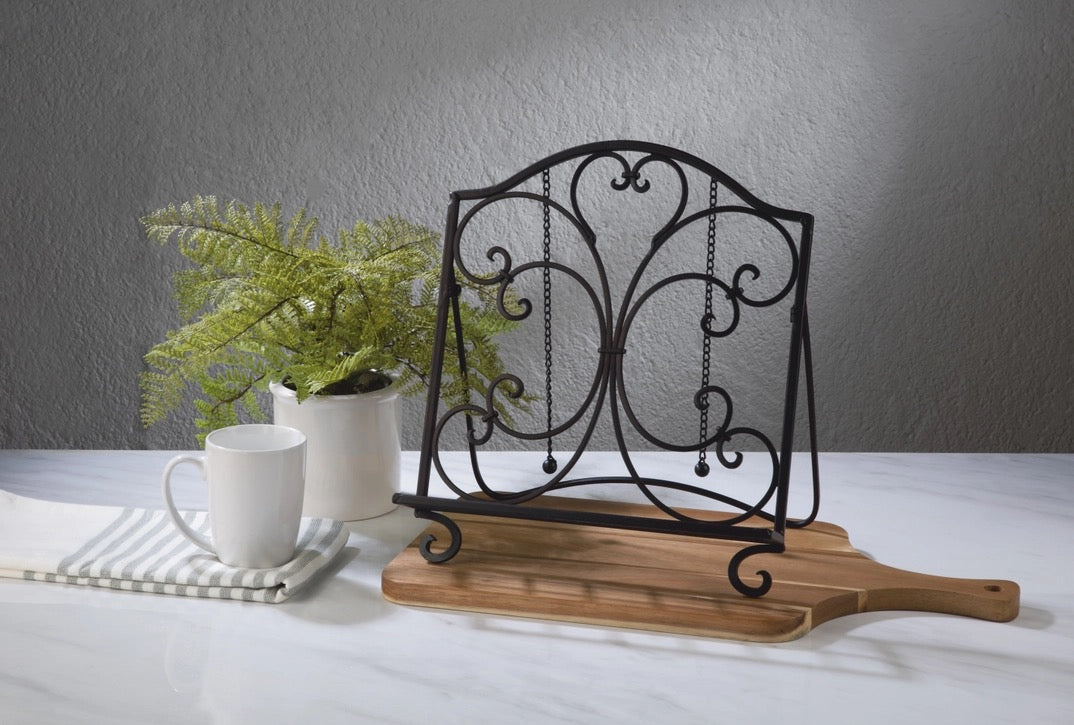 Book Stand Black Spiral and Scroll