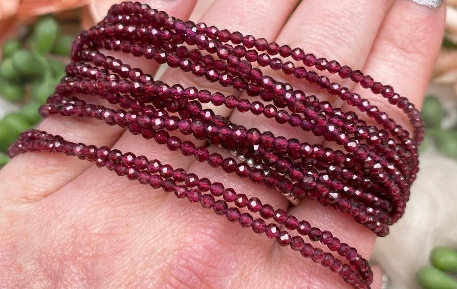 Bracelet Garnet Faceted 3mm