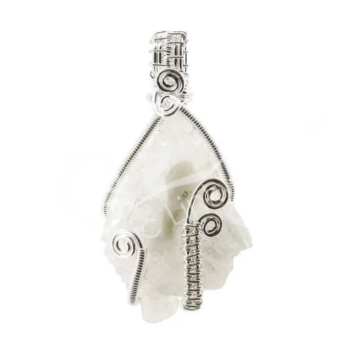 Pendant Apophyllite Clusters Wire Wrapped on a white background