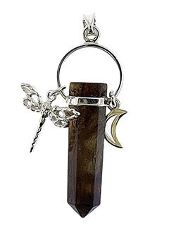 Pendant Labradorite Point Moon & Dragonfly