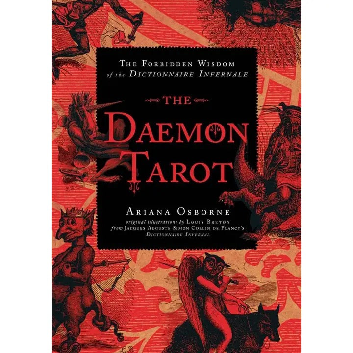 Book cover of 'The Daemon Tarot' with red and black design