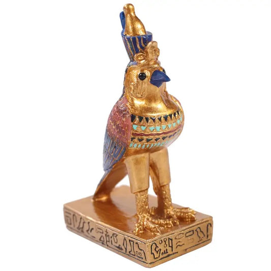 Decorative figurine of a bird with a headdress on a white background
