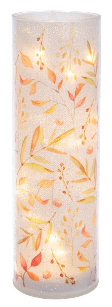 Decorative candle with leaf pattern on a white background 3x10 in