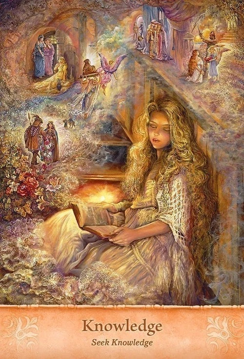 Woman reading a book with a magical, storybook-like background