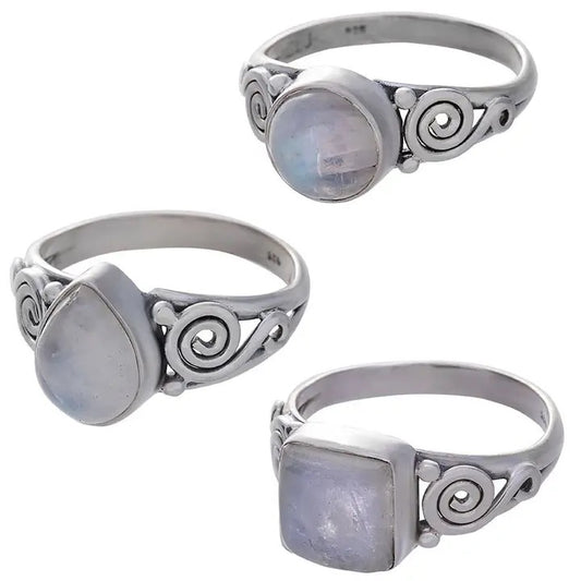 Ring Moonstone Rainbow Spiral