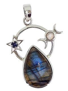 Pendant Labradorite Tear Star 3 Moon