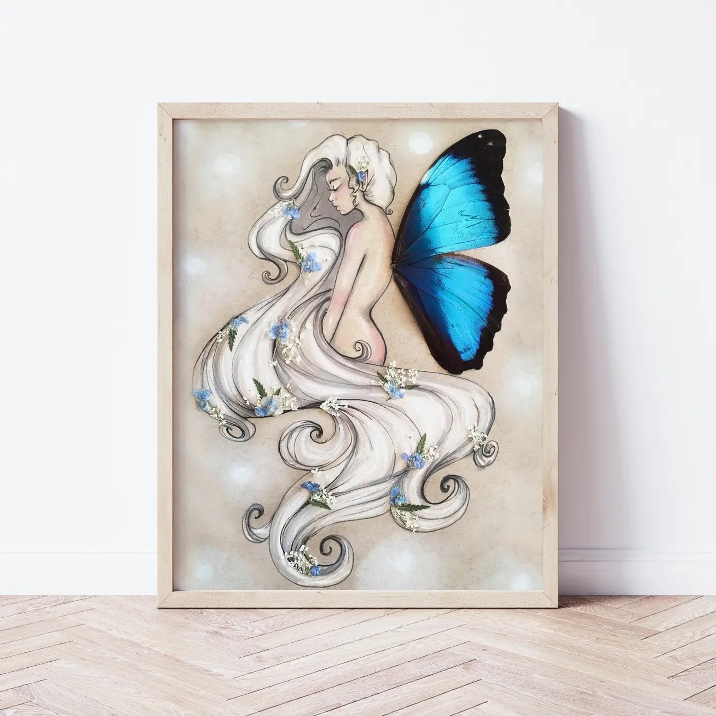 Print Flower Hair Fae Butterfly Wing