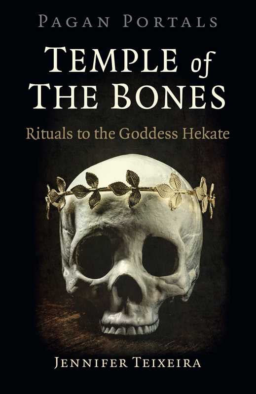 Book cover of 'Temple of the Bones' with a skull and leaf crown on a dark background