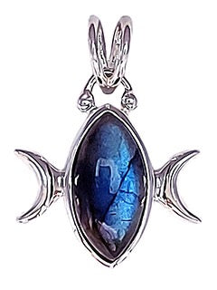 Pendant Labradorite Triple Moon Lg