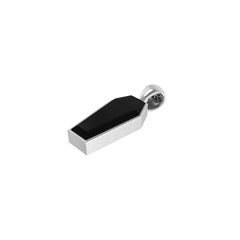 Black and silver pendant on a white background