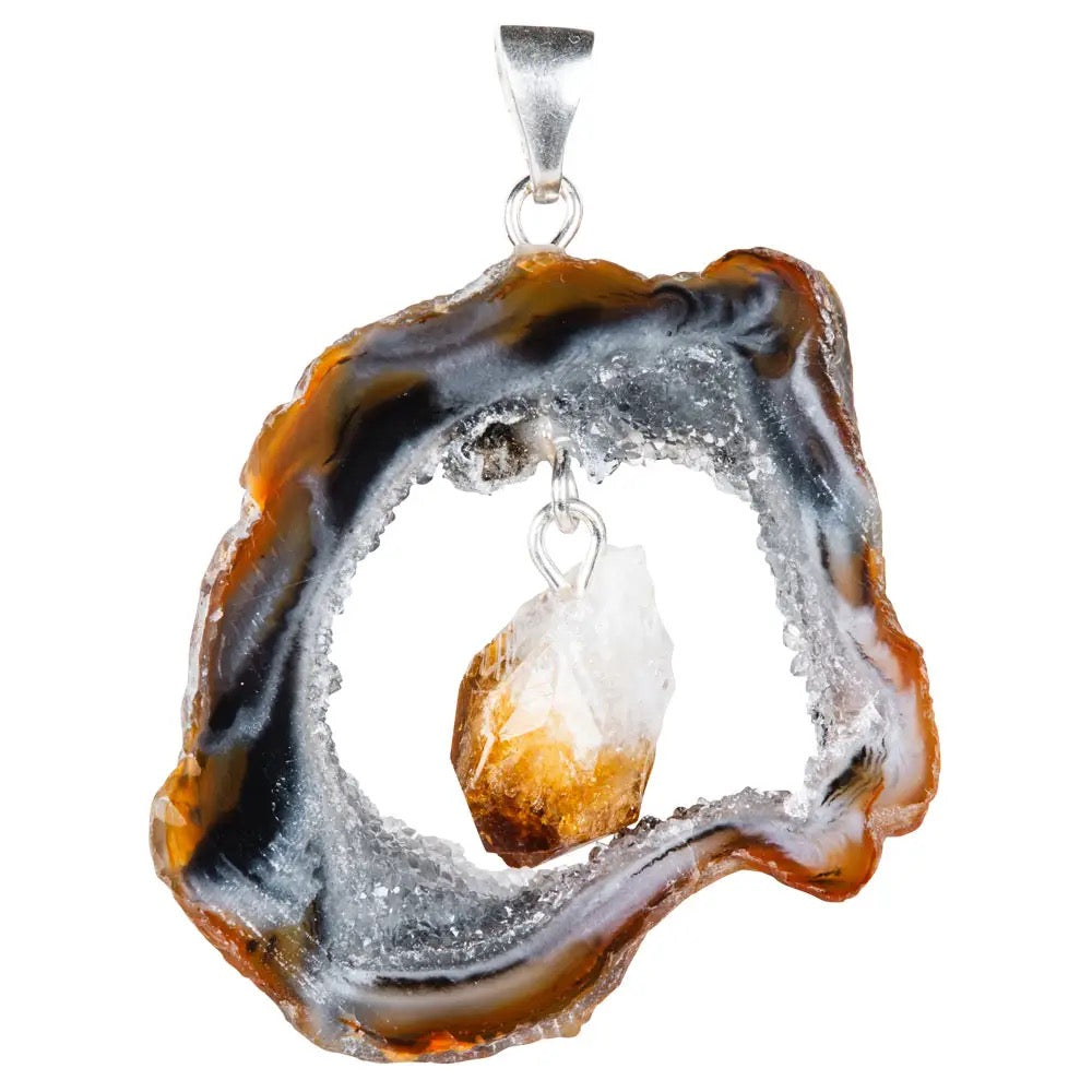 Pendant Geode Slice Citrine