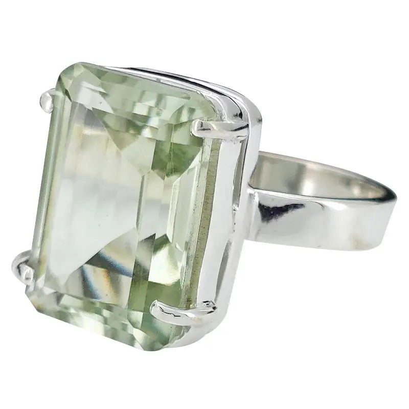 Ring Peridot Faceted Rectangle side