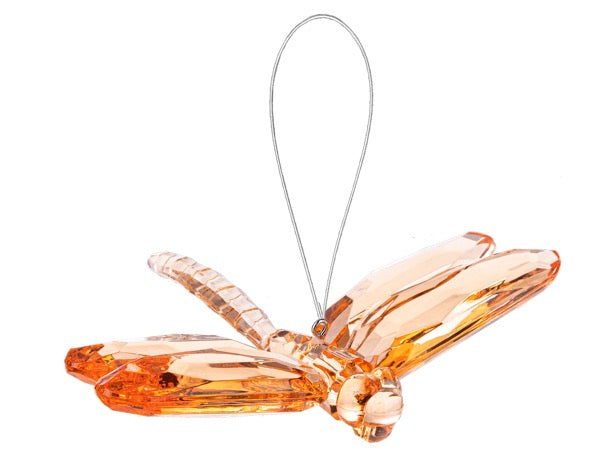 Crystal butterfly pink ornament on a white background
