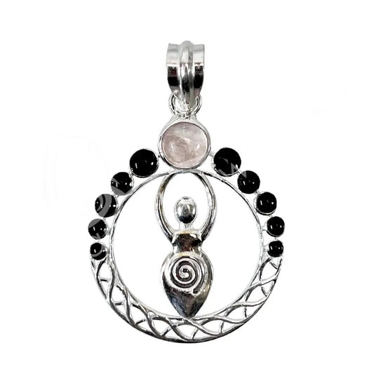 Pendant Goddess Moon Phases Rose Quartz on a white background