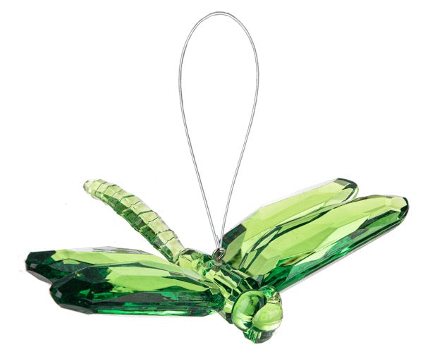 Green crystal butterfly ornament on a white background