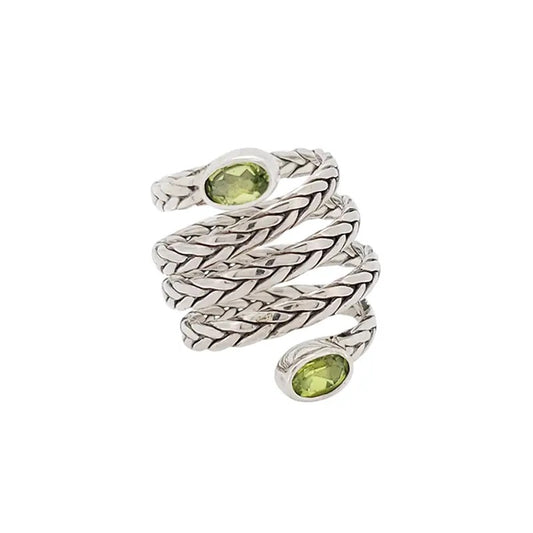 Ring Peridot Snake Coil Front
